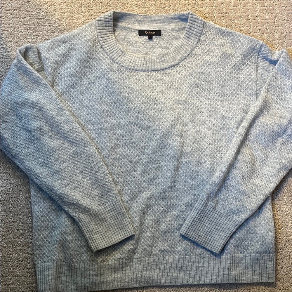 Quince Baby Alpaca Wool diamond stitch Crew Neck Sweater sz L